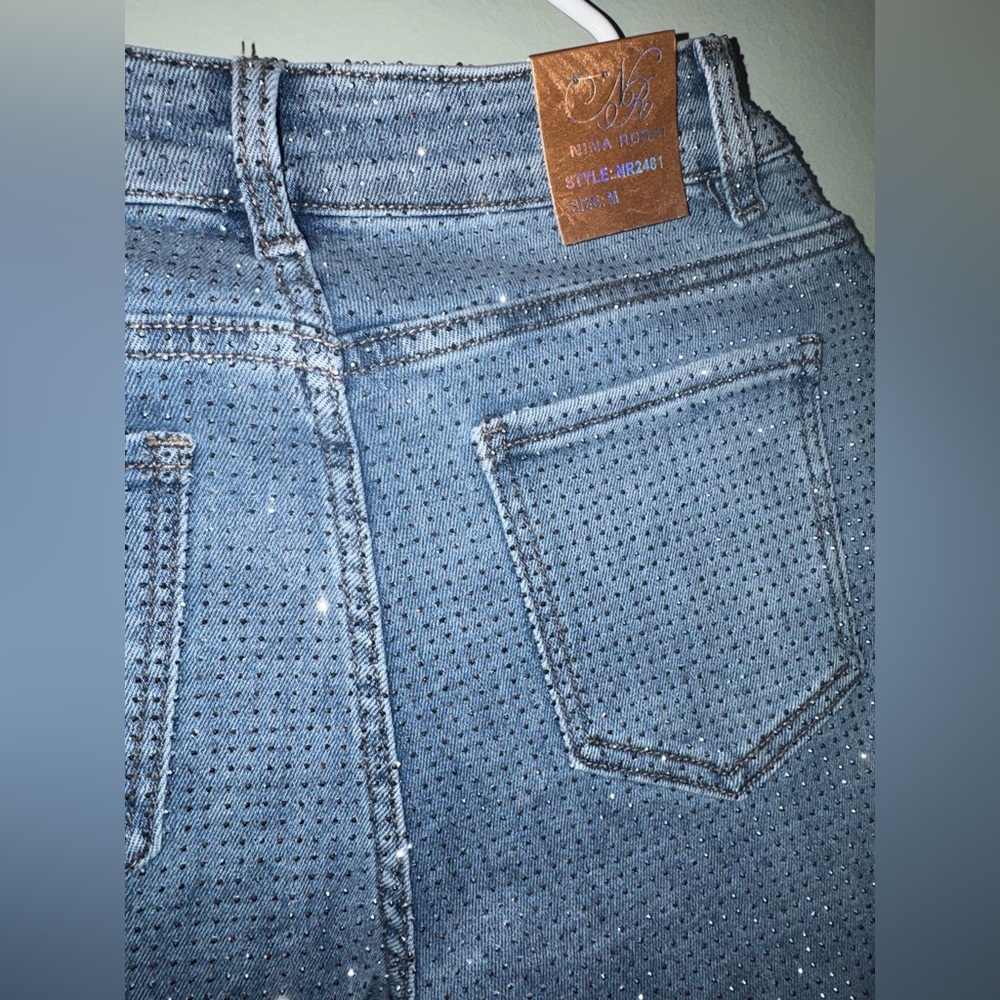 Boutique Rhinestone Embellished Jeans - Picture 3 of 14